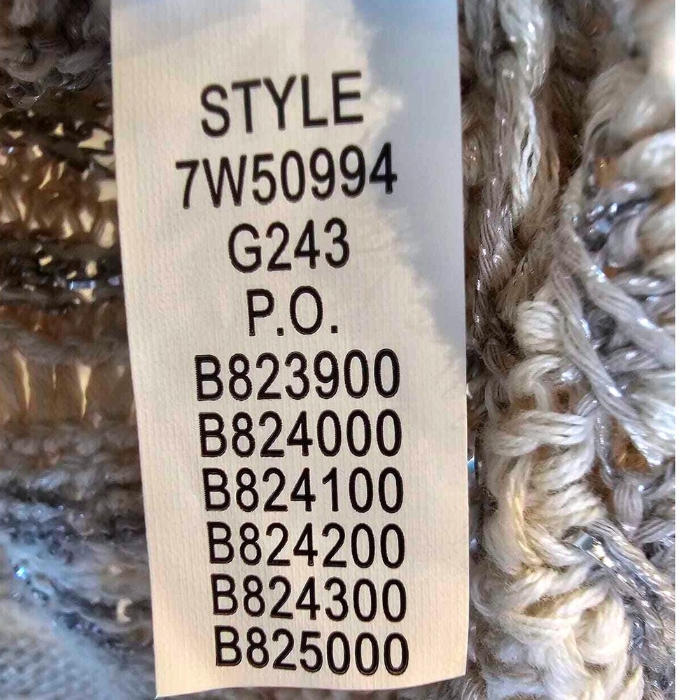 Lucky Brand Sweater Women XS Cream Silver Metallic Open Knit New 7W50994 - Picture 7 of 13